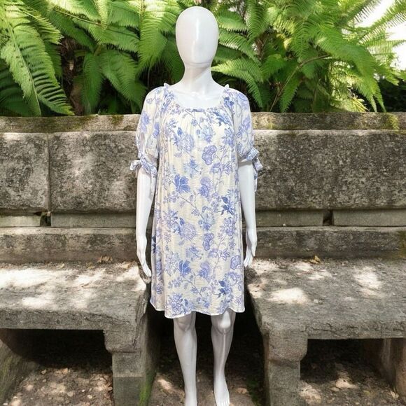Naïf Women's Floral Shift‎ Dress Petite Size Small Blue White - Picture 1 of 9